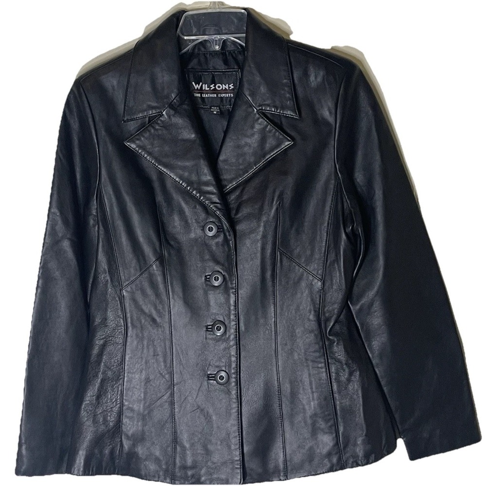 Wilson Women's Black Genuine‎ Leather Jacket - Size Medium
